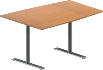 Schäfer Shop Genius Konferenztisch MODENA FLEX in Buche und Weißaluminium, B/T/H: 140 x 100 x 65-85 cm - Bild 1