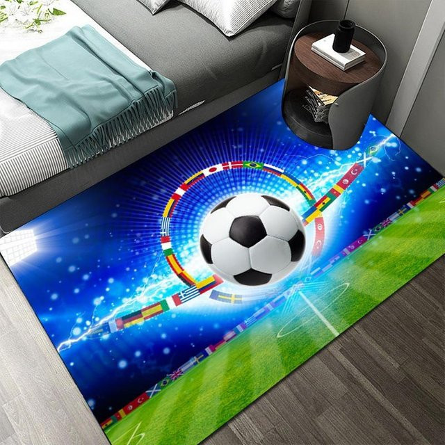 Rutschfester 3D Fußball Teppich von Living Need Y für Kinderzimmer und Wohnzimmer, bunt, B/T: 120 x 80 cm - Bild 1