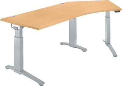 Schäfer Shop Genius Schreibtisch ERGOSTYLE S, elektrisch höhenverstellbarer Eckschreibtisch mit C-Fuß, Buche/Weißaluminium, B: 216,5 cm, T: 80 cm, H: 71,5-118,2 cm - Bild 1