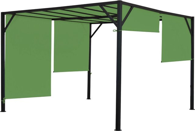 MCW Pergola Beja Garten Pavillon Terrassenüberdachung mit Schiebedach in Grün, B/T/H: 400 x 400 x 212 cm - Bild 2