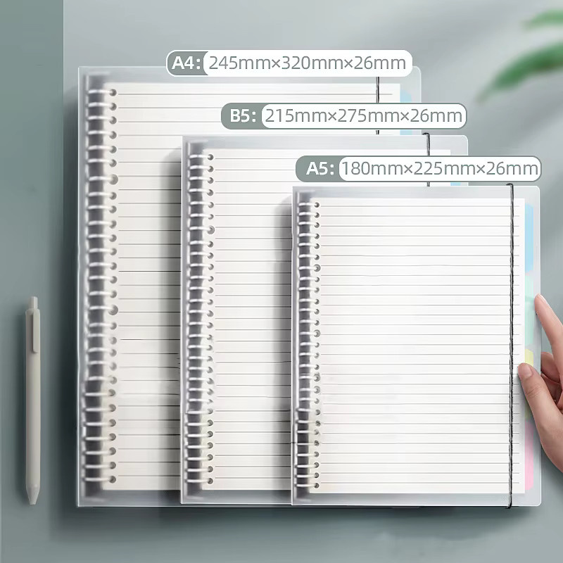 Binder-Notizbuch mit Metallringen für A5, B5 oder A4 mit austauschbaren Blättern und Trennwand für Schule und Büro - Bild 1