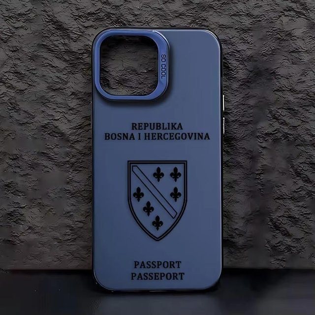 Handyhülle im Bosnien und Herzegowina Reisepass Design für iPhone 16 15 14 13 12 11 Pro Max Plus Mini X XS XR SE in Blau - Bild 1