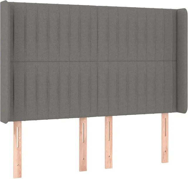 vidaXL LED Kopfteil in Dunkelgrau mit USB-Ladeanschluss und integrierter Beleuchtung, B: 147 cm, T: 16 cm, H: 118 cm bis 128 cm - Bild 1