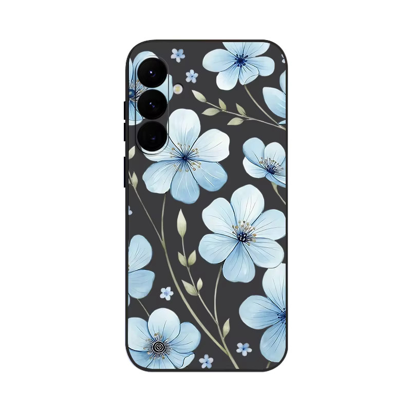 Samsung Handyhülle mit blauem Blumenmuster in Blau, Beige und Weiß für verschiedene Galaxy Modelle wie S25 FE, S26, S24, S23 Ultra, S22, S23, S24 Plus, A57, A56, A17, A16, A36, A55, A54 und A15 als weiche Schutzhülle - Bild 7