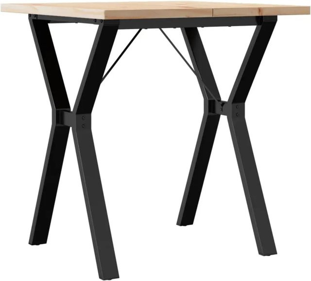 vidaXL Esstisch mit Y-Gestell aus Massivholz Kiefer und Gusseisen in Braun, B/T/H: 70 x 70 x 75,5 cm - Bild 1