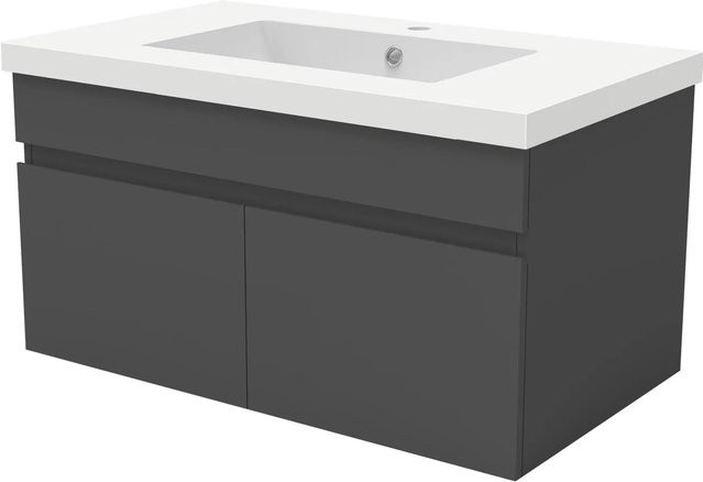 AICA Badmöbel Set BERGEN Waschtisch mit Unterschrank in Anthrazit Matt mit Softclose, Breite: 80 cm - Bild 1