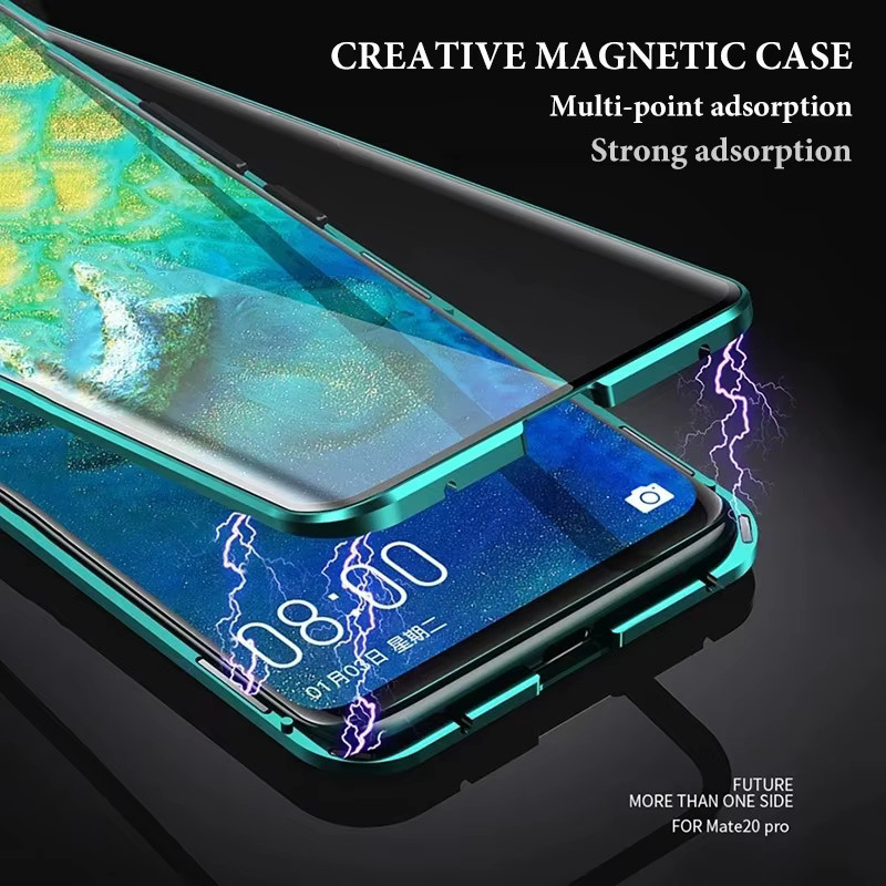 Magnetische 360 Grad Schutzhülle aus Glas und Metall für Huawei Mate 50 40 30 Pro Honor 60 50 Pro Huawei P50 P40 P30 Pro in Schwarz - Bild 4