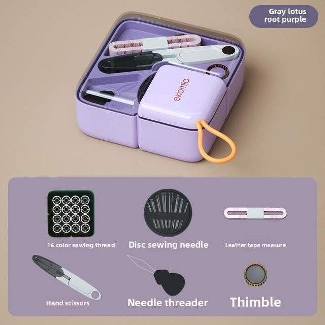 Mango Event Tragbares Multifunktionales Nähset mit Nadel- und Fadenbox in Violett, Maße: 11,7 x 5,5 cm - Bild 1