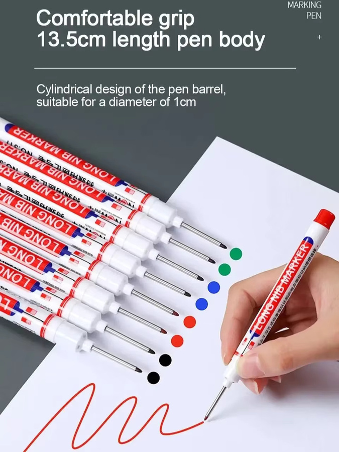 Langer Tiefenmarker-Stift wasserfest für Holzbearbeitung in Rot, Schwarz, Blau und Grün - Bild 5