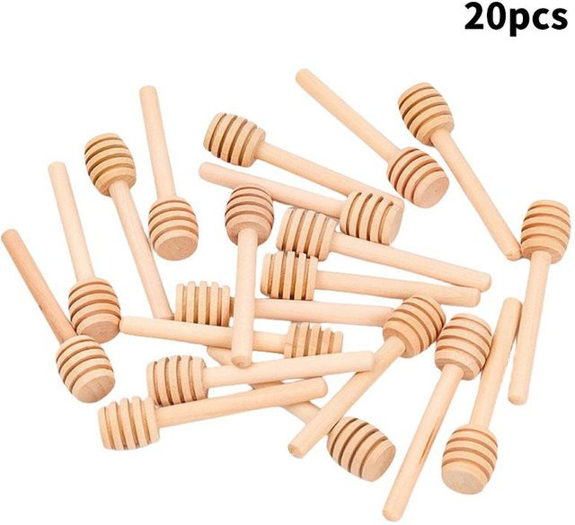 20 Stück Our Place Honigrührer aus Holz mit langem Stiel in Beige - Bild 1