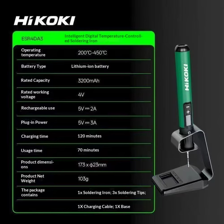HiKOKI ESR4DA3 Akku-Lötkolben in Grün mit 3000mAh und einstellbarer Temperatur von 200-450°C - Bild 4