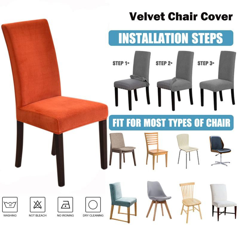 Yiran Furniture Samt-Stuhlbezug aus Jacquard-Polyester für Esszimmerstühle, elastischer Stretch-Schonbezug - Bild 1