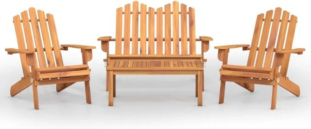 vidaXL 4-teiliges Garten-Lounge-Set Adirondack aus Akazien-Massivholz in Braun - Bild 1