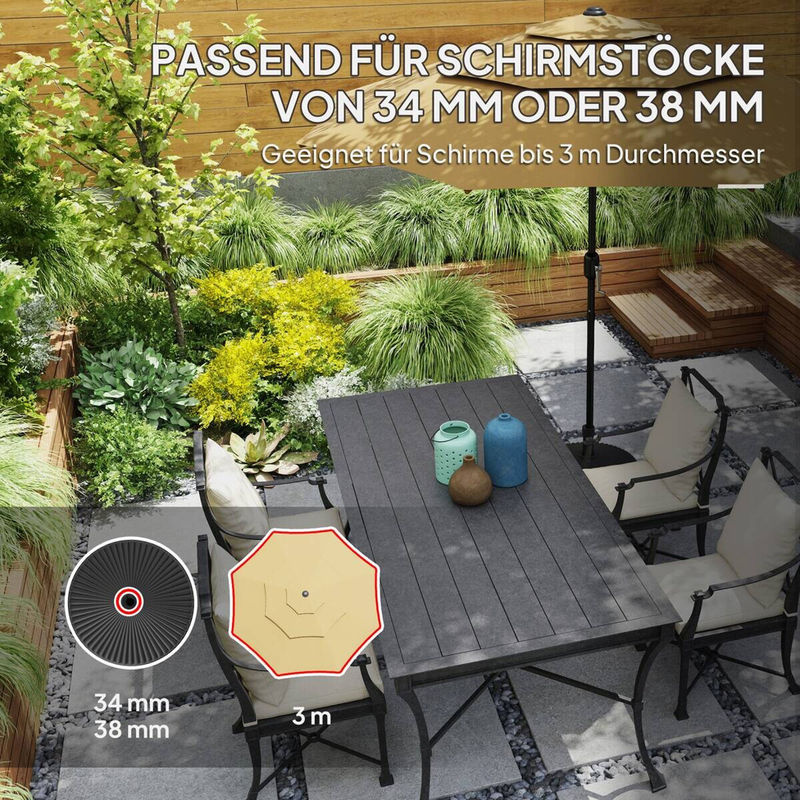 Outsunny Schirmständer aus Kunststoff in Schwarz, befüllbar bis 28 kg, B/H/L: 55 x 30 x 55 cm - Bild 3