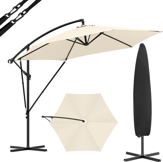WOLTU Kippbarer Sonnenschirm mit Kurbel, Gartenschirm mit UV-Schutz und wasserdichtem Stoff, B/H/T: 310 x 277 x 0 cm, in Grau oder Beige - Bild 1
