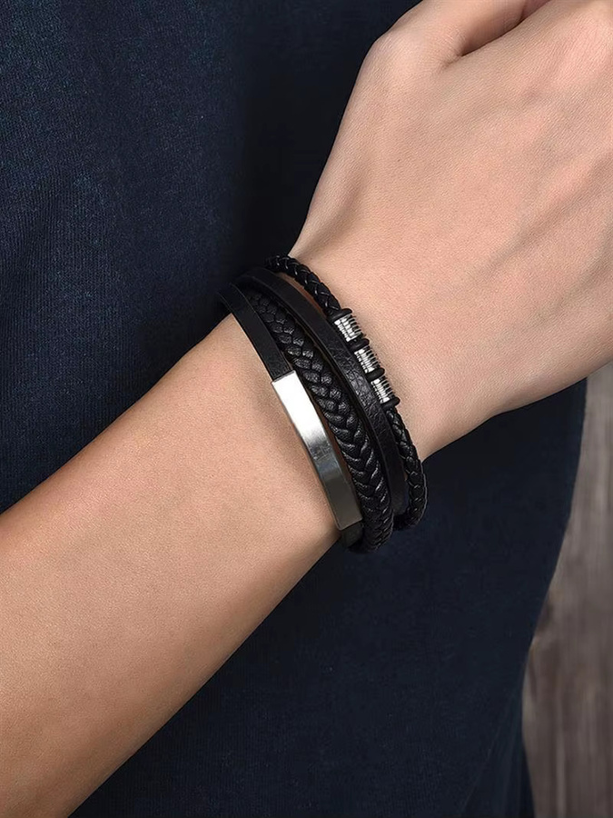 Jiayiqi Armband, Edelstahl, Schwarz, Herren - Bild 4