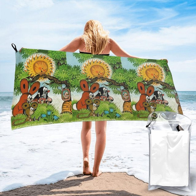 Mole Krtek Strandtuch aus Mikrofaser, weich und schnelltrocknend, Mehrfarbig, B/H: 70 x 140 cm - Bild 1