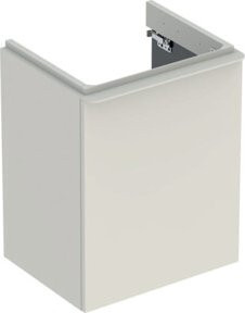 Geberit Handwaschbeckenunterschrank Smyle Square in Sandgrau Hochglanz, Tiefe: 40,6 cm, Breite: 49,2 cm, Höhe: 61,7 cm, Ausführung links - Bild 1