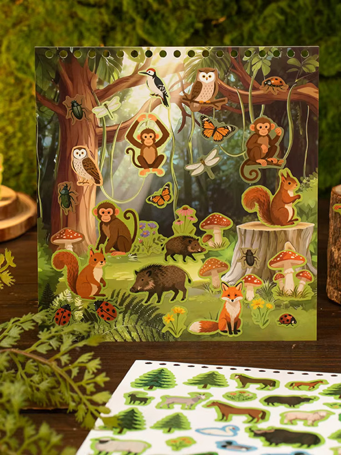 3D Tier Welt Diorama Aufkleber Set für Scrapbooking und Journaling, 24 Blätter, Mehrfarbig - Bild 3