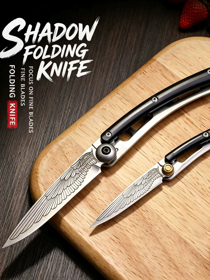 YRIDEFE Klappmesser aus Edelstahl in Schwarz, professionelles Mini-Outdoor-Messer und tragbares Obstmesser - Bild 1