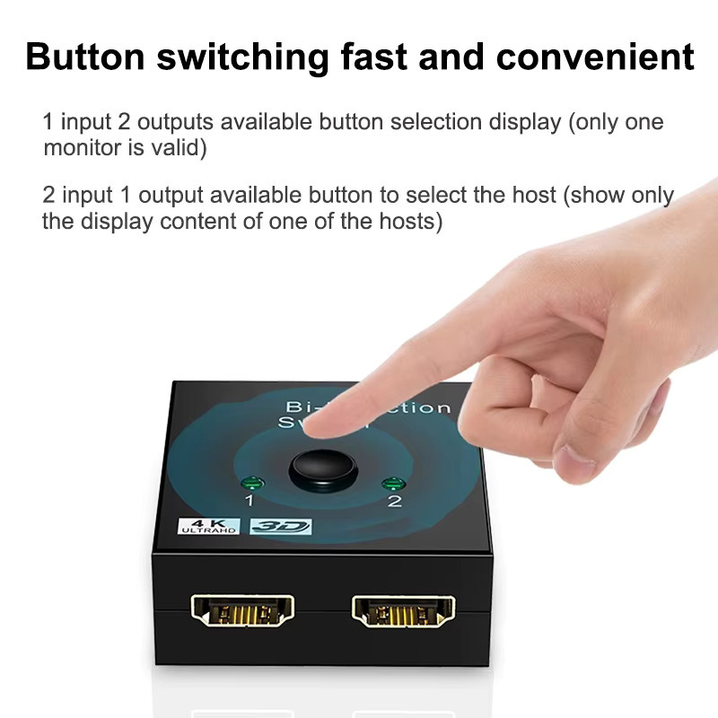 IPUMYNO Bidirektionaler HDMI Switch 4K UHD 2 in 1 / 1 in 2 Splitter in Schwarz - Bild 4