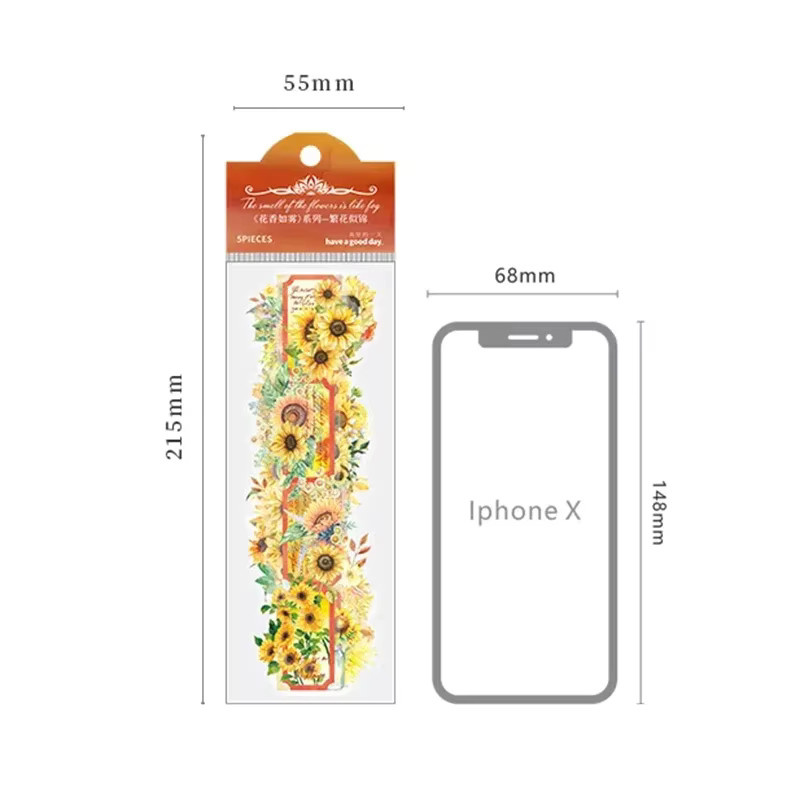 Leaffei Duft-Scrapbook Aufkleber Set mit funkelnden Laserblumen und Streifen, 5 Blatt, Multicolour - Bild 2
