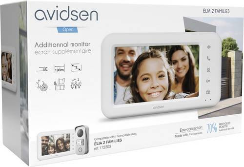 Avidsen Video-Türsprechanlage Zweifamilien-Set mit kabelgebundenem Zusatz-Monitor in Weiß - Bild 1