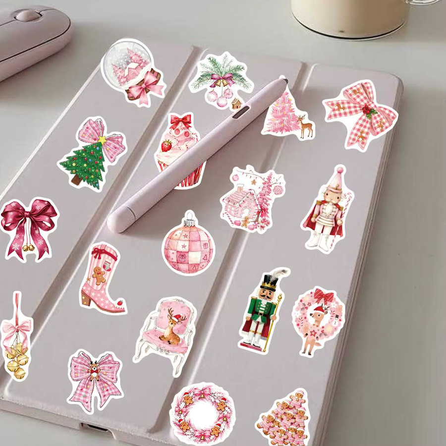 PickJoy 50 Stück Vintage Weihnachtsaufkleber mit niedlichen Weihnachtsmann-Motiven in Multicolour für Bastelarbeiten und Geschenke - Bild 2