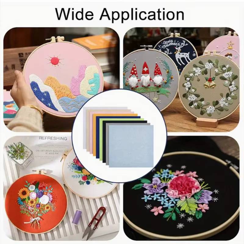 9 Stück Leinenstoff für DIY-Handwerk, Stickerei und Kreuzstich in Mehrfarben - Bild 3