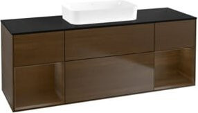 V&B Waschtischunterschrank Finion in Walnuss Veneer, Braun, B/T/H: 160 x 60,3 x 50,1 cm - Bild 1