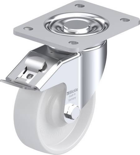 Blickle Lenkrolle LH-PO 125KA-3-FI mit Feststeller, Rad-Durchmesser: 125 mm, Tragfähigkeit: 300 kg, Farbe: Weiß - Bild 1