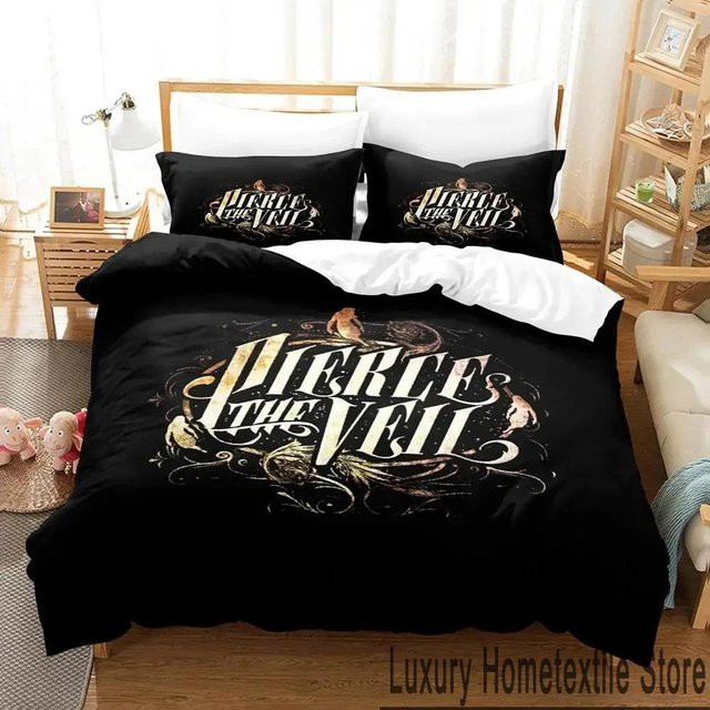 Bettwäscheset Pierce The Veil Albumcover von Binchi Outdoor Product in Schwarz, bestehend aus Bettbezug und Kissenbezug, B/H: 135 x 200 cm - Bild 1