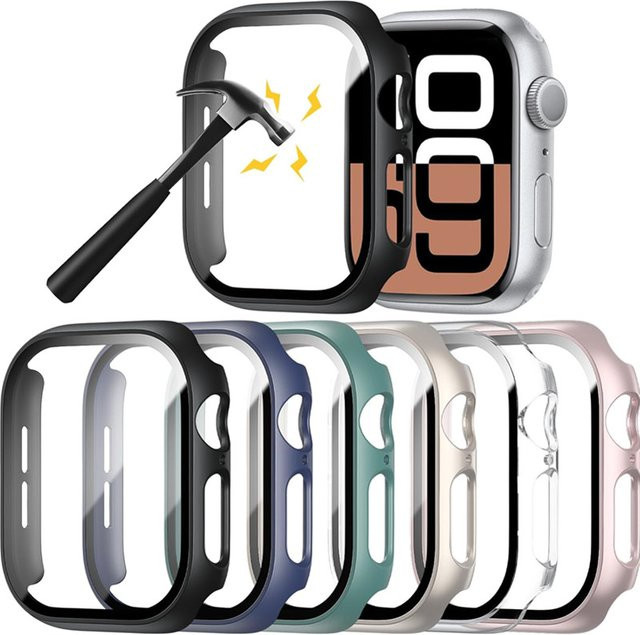 OLPAY Displayschutzfolie und Hülle für Apple Watch, Schwarz - Bild 1