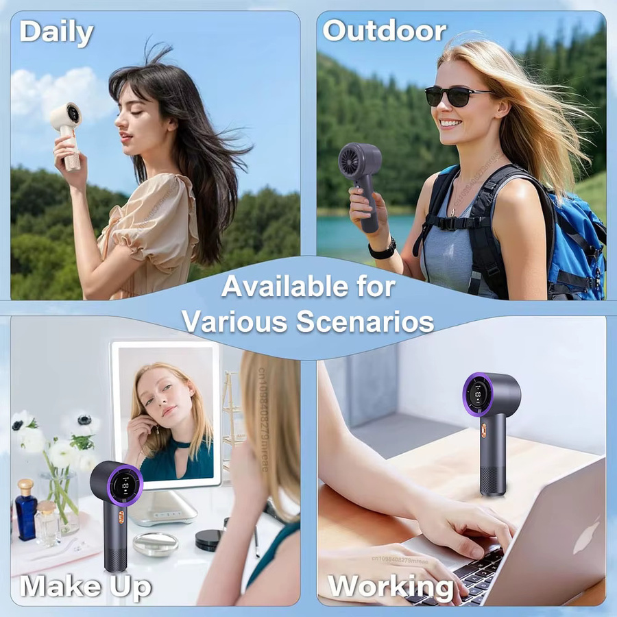 Tragbarer Mini-Handventilator von bcomfy in Grau mit 199-Gang-Einstellung und Turbofunktion für Reisen und Camping - Bild 5