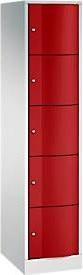 C+P Schließfachschrank Resisto mit 5 Fächern in Lichtgrau und Rubinrot, B/T/H: 39,6 x 54,0 x 195,0 cm - Bild 1