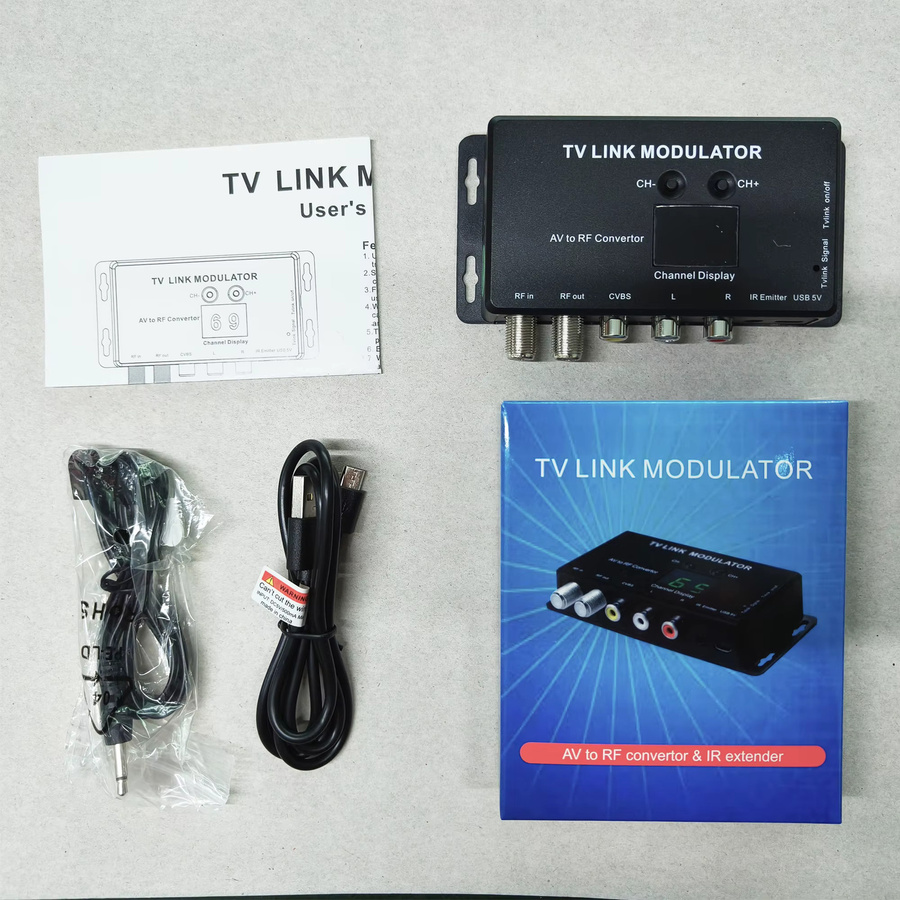 Tuoying AV zu RF TV Link Modulator mit IR-Fernbedienung Range Extender für analoges TV in Schwarz - Bild 4