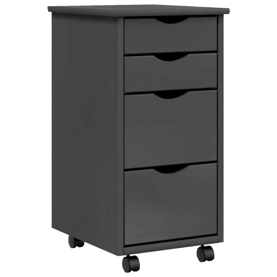 vidaXL Rollschrank MOSS Modell 5 aus Kiefer Massivholz mit Schubladen in Grau - Bild 2