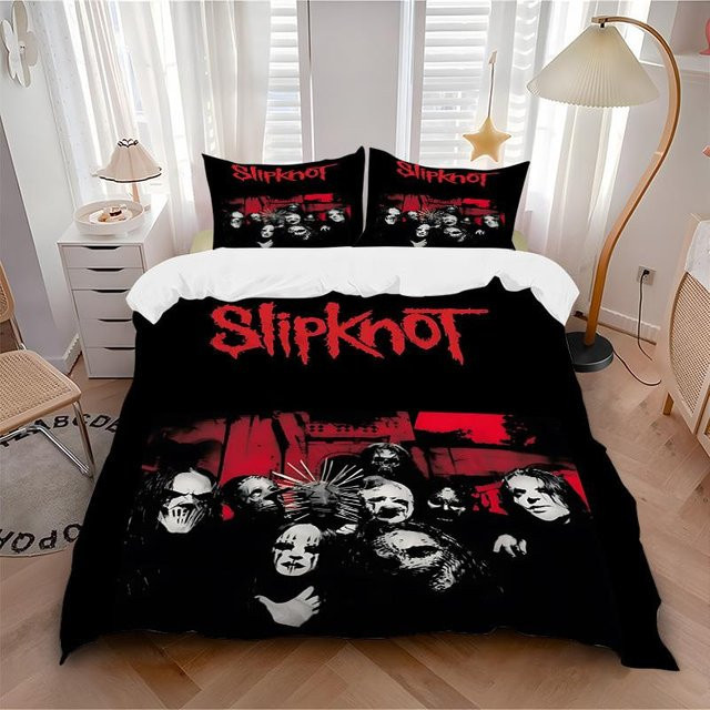 3-teiliges Slipknot Band Bettwäsche-Set von Four Seasons Home, Schwarz, B/H: 200 x 200 cm - Bild 1