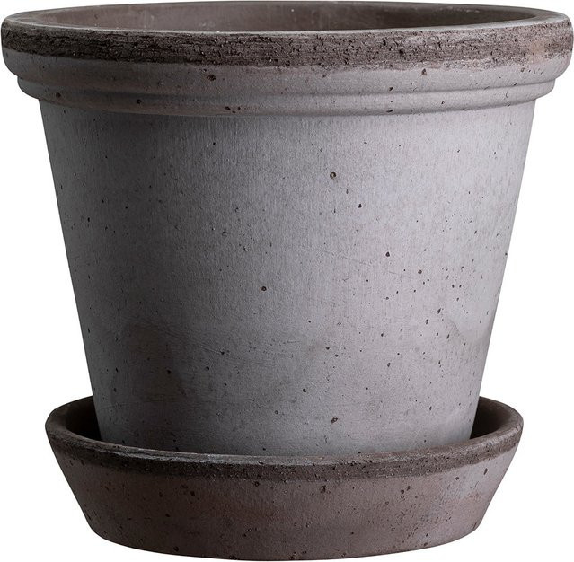 Bergs Potter Blumentopf The Flora Raw Pot mit Untersetzer aus Steingut, grau, Durchmesser: 10 cm - Bild 1