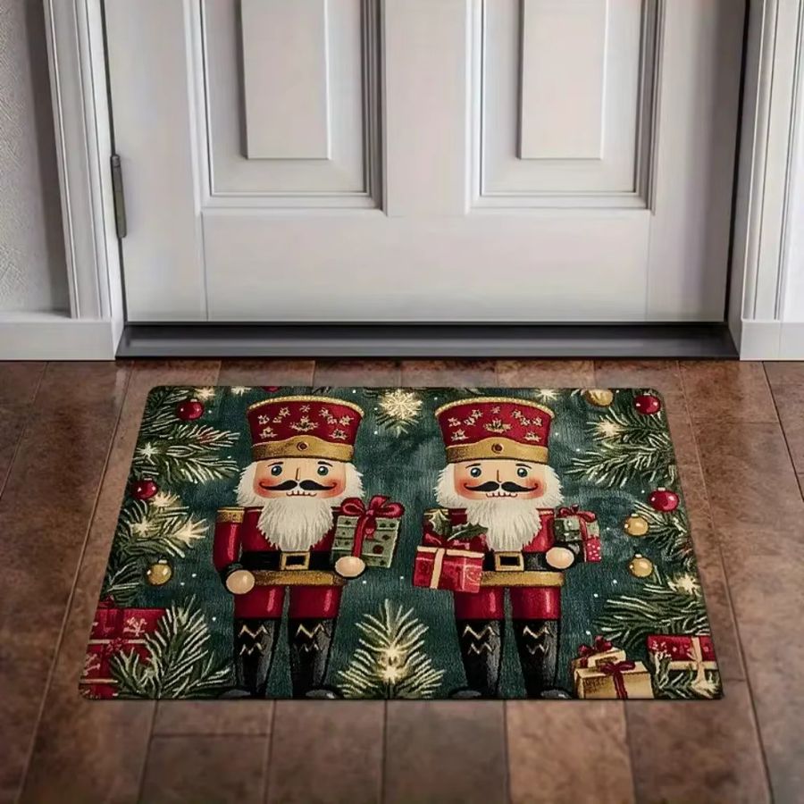 VIKAMA Weihnachts-Fußmatte mit Nussknacker-Motiv, wasserdicht und rutschfest, Multicolor - Bild 3