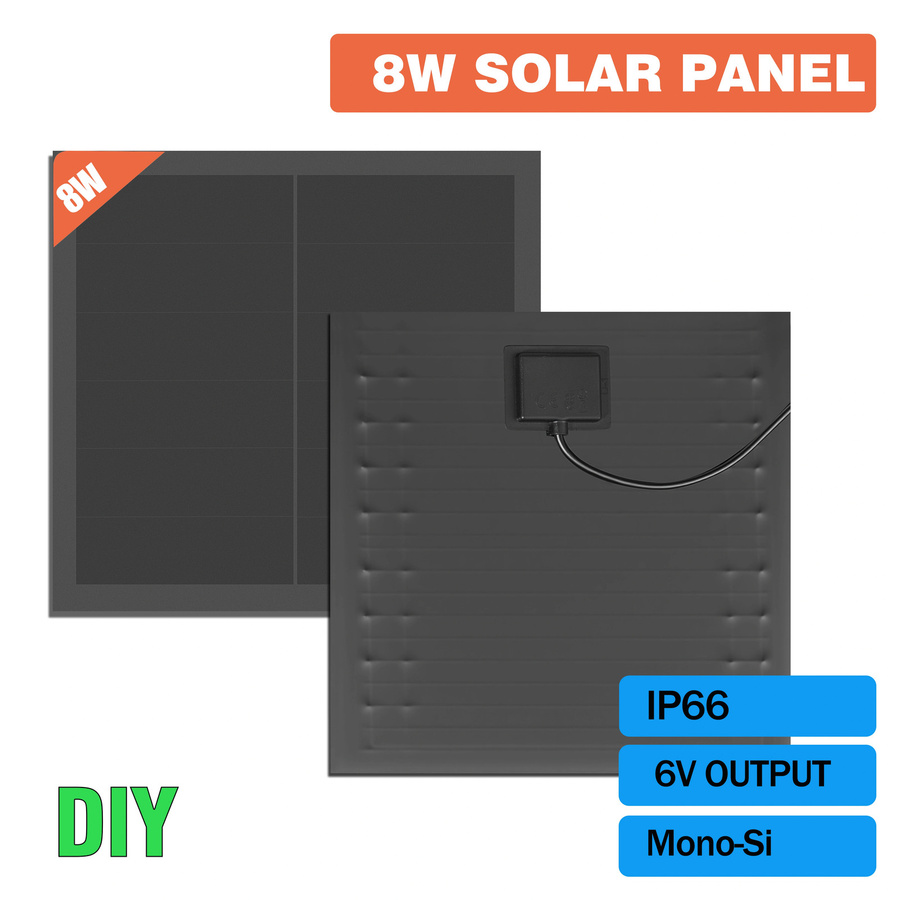 iXSolarleap 8W Solarpanel 6V Monokristallin Schwarz Hocheffizientes Photovoltaik-Solarmodul für Außenkameras - Bild 2