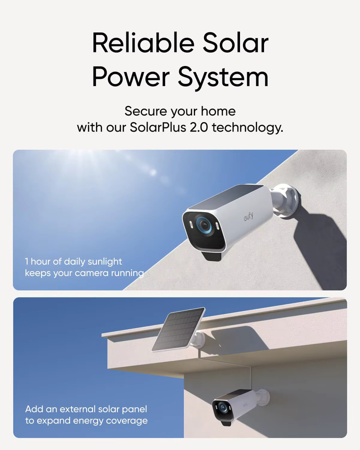 eufyCam S3 Pro 4 Kamera-Set, 4K kabellose Solar-Außenüberwachungskameras in Weiß mit MaxColor Nachtsicht, Forever Power 2.0, Gesichtserkennung KI und erweiterbarem lokalem Speicher - Bild 3