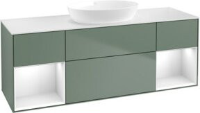 V&B Waschtischunterschrank Finion mit Wandbeleuchtung, Weiß lackiert, Breite: 160 cm, Tiefe: 50,1 cm, Höhe: 50,1 cm - Bild 1