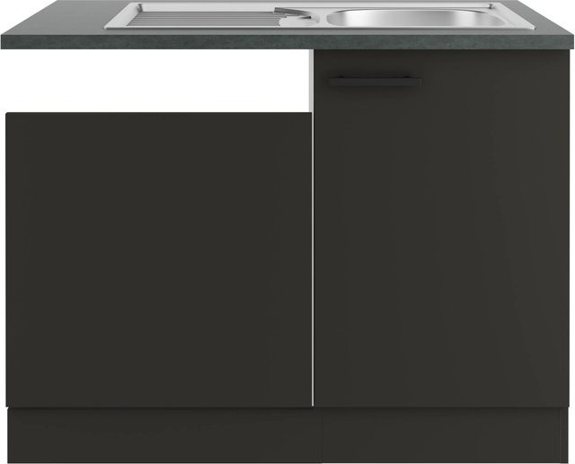 OPTIFIT Madrid420 Küchen-Spülenschrank-Set in Anthrazit Matt mit Edelstahl-Elementen - Bild 1