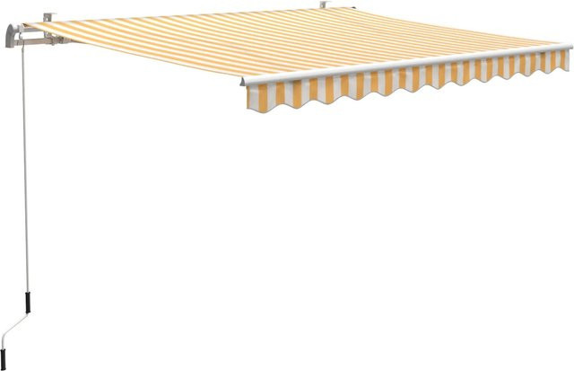 Gelenkarmmarkise Aventura in Gelb-Weiß mit Handkurbel aus Aluminium und Polyestergewebe, B/T: 300 x 200 cm - Bild 1