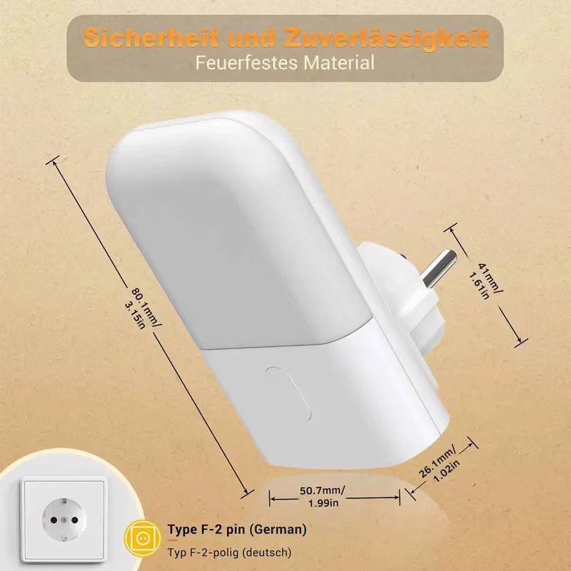Ouelico Dimmbares LED-Nachtlicht in Weiß mit Dämmerungssensor und warmweißem Licht (2700K) - Bild 4