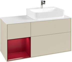 Villeroy & Boch Finion Waschtischunterschrank mit Abdeckplatte und Regal links, Farbe Grey Matt Lacquer, Breite: 120 cm, Tiefe: 50,1 cm, Höhe: 50,1 cm - Bild 1
