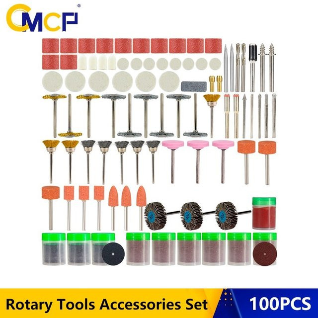 CMCP Schleifwerkzeug Zubehörset mit 100 Stück Mini Bohrer Kit zum Schleifen, Polieren und Gravieren für Dremel, Multicolour - Bild 1