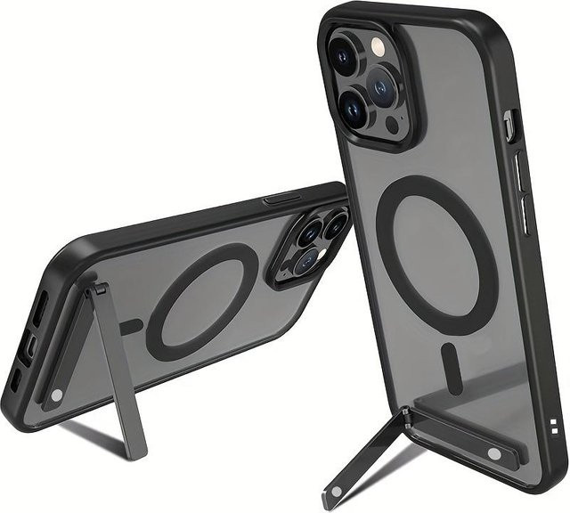 UYUXIO Magnetische Handyhülle mit Ständer für iPhone 17 Pro Max 16e 15 14 Plus 13 12 11 Mini in Schwarz, Grau oder Transparent - Bild 1