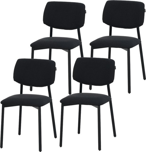 Ravino Designerstuhl A21 4er Set Esszimmerstühle mit Stoffbezug und Polsterung in Schwarz - Bild 1